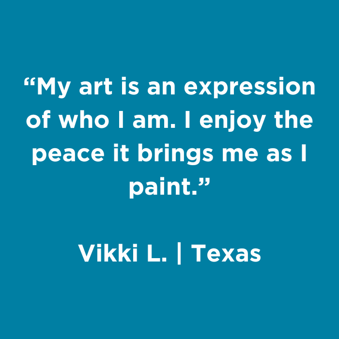 My art is an expression of who I am. I enjoy the peace it brings me as I paint.